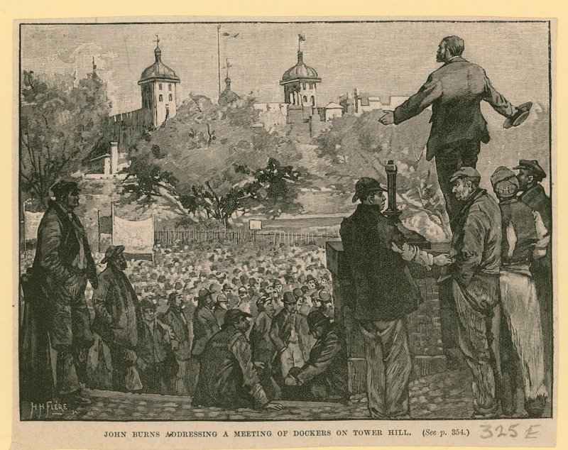 John Burns Addressing a Meeting of Dockers on Tower Hill by English School