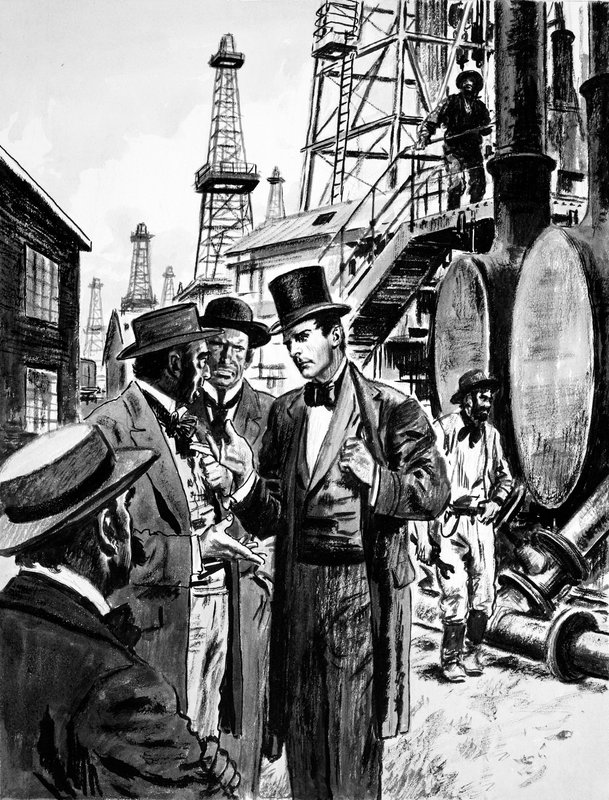 John D Rockefeller and Samuel Andrews, a candlemaker, saw the future in refining petroleum from wells by English School