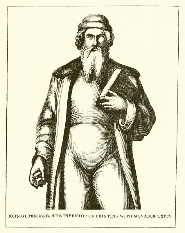 John Gutenberg, the Inventor of Printing with Movable Types by English School