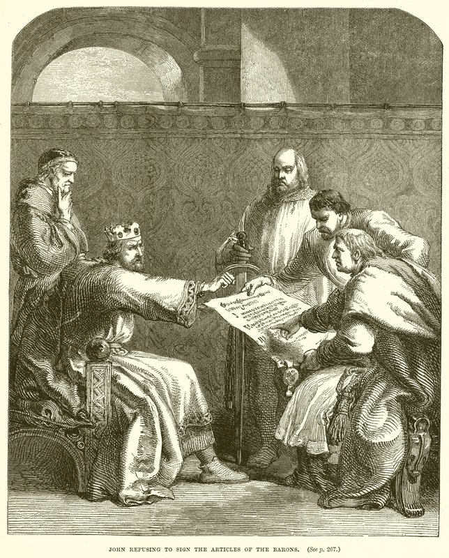 John Refusing to Sign the Articles of the Barons by English School