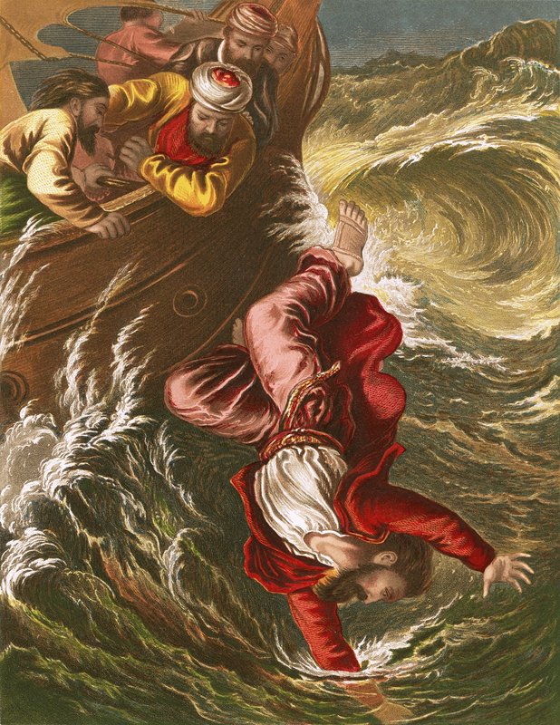 Jonah Cast into the Sea by English School