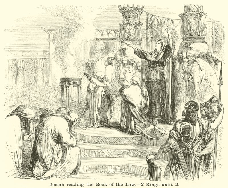 Josiah reading the Book of the Law by English School