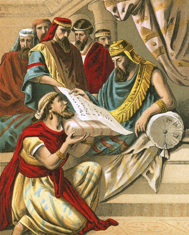 King Darius Signs the Writing and the Decree by English School