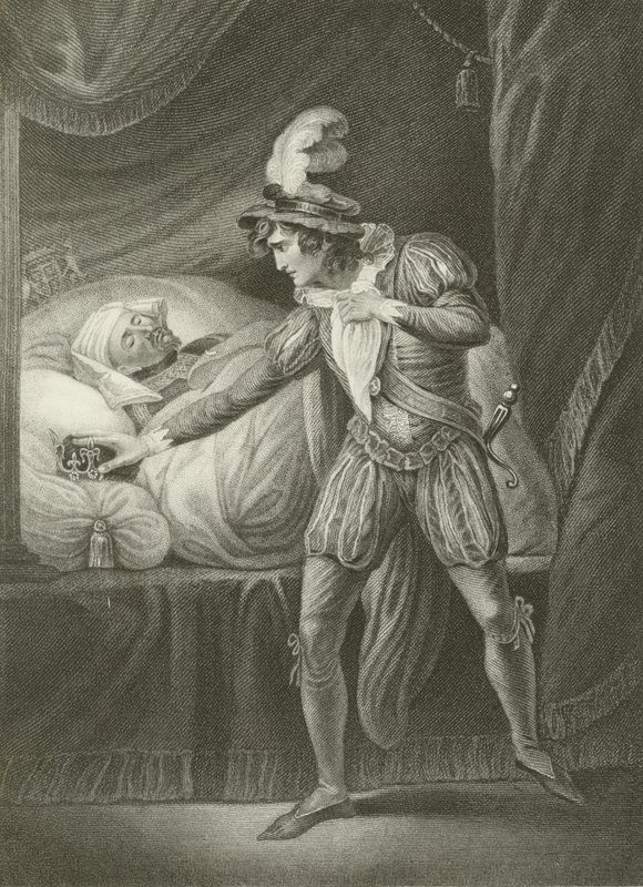 King Henry IV and the Young Prince Hal About to Take His Crown by English School