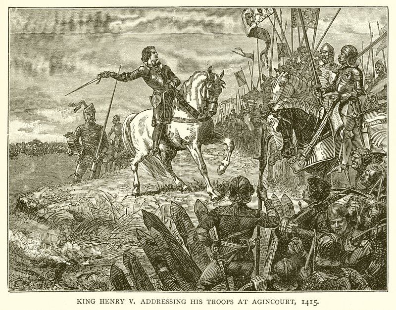 King Henry V addressing his Troops at Agincourt, 1415 by English School