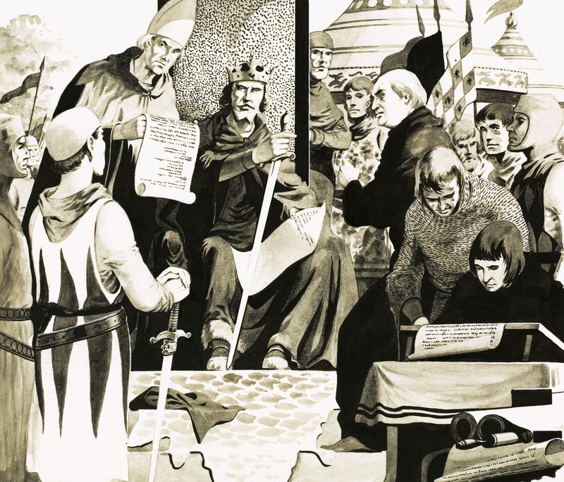 King John Prepares to Sign the Magna Carta at Runnymede by English School