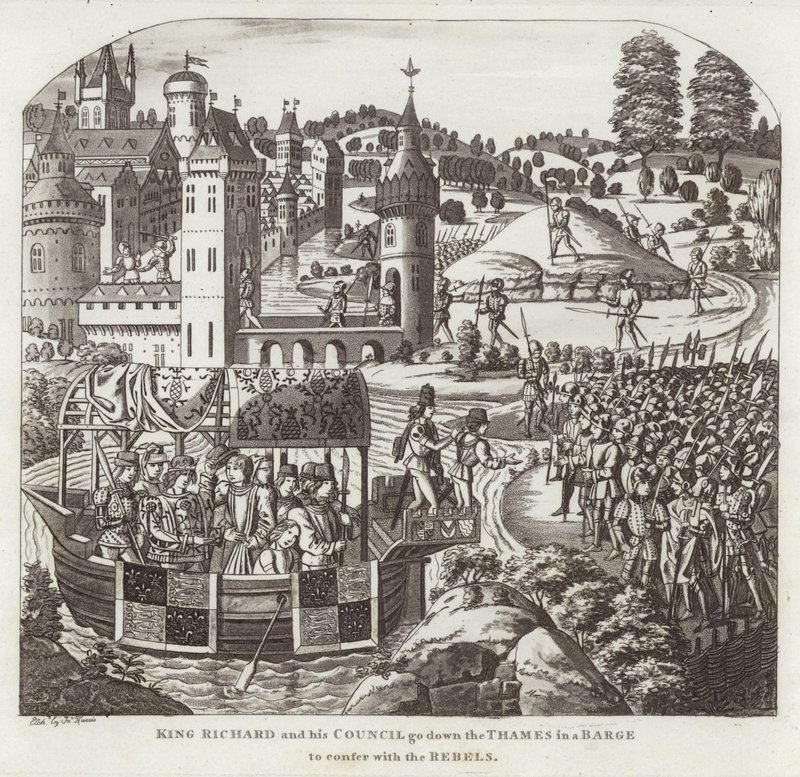King Richard and His Council Go Down the Thames in a Barge to Confer with the Rebels by English School