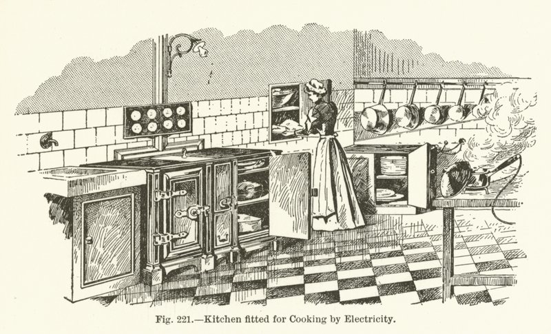 Kitchen fitted for Cooking by Electricity by English School