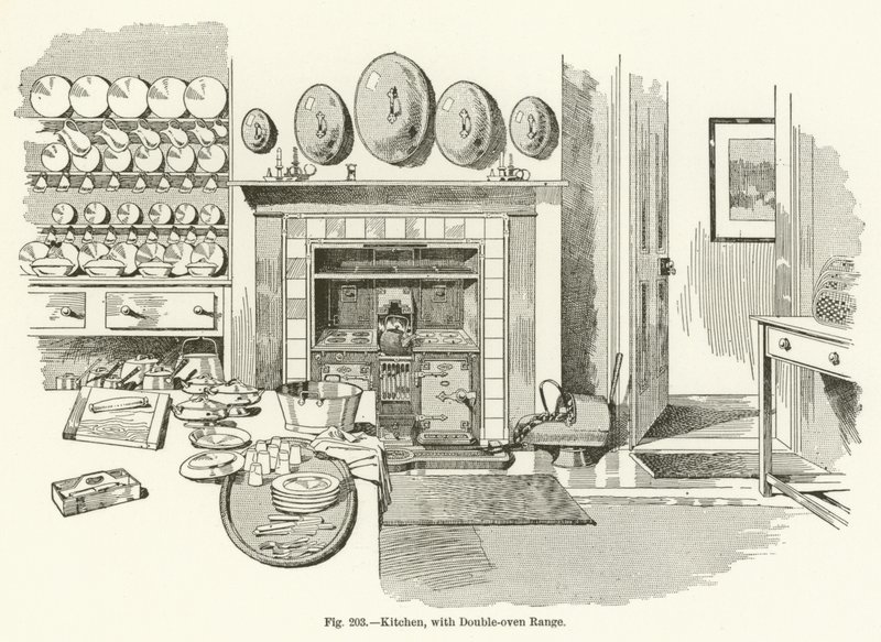Kitchen, with Double-oven Range by English School