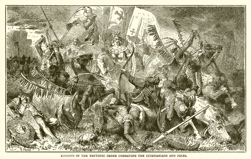 Knights of the Teutonic Order Combating the Lithuanians and Poles by English School