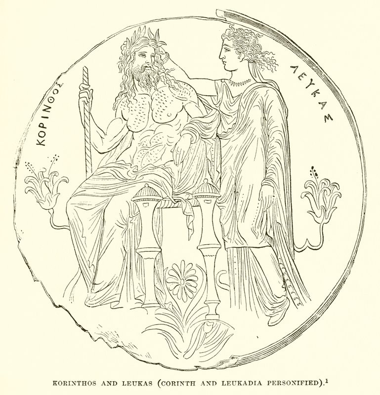 Corinth and Leukadia Personified by English School