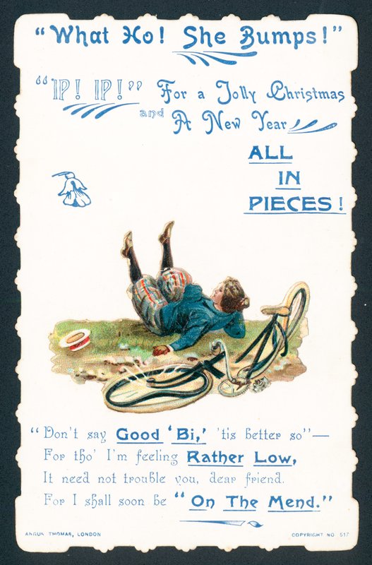 Lady Falling from Bicycle by English School