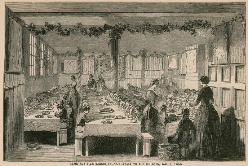Lamb and Flag Ragged School, feast to the children, 3 January 1850 by English School