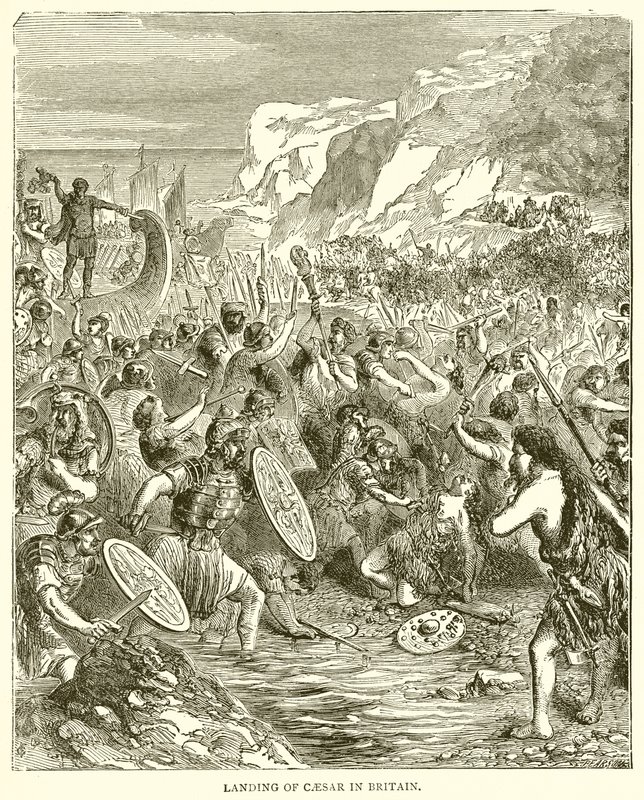 Landing of Caesar in Britain by English School