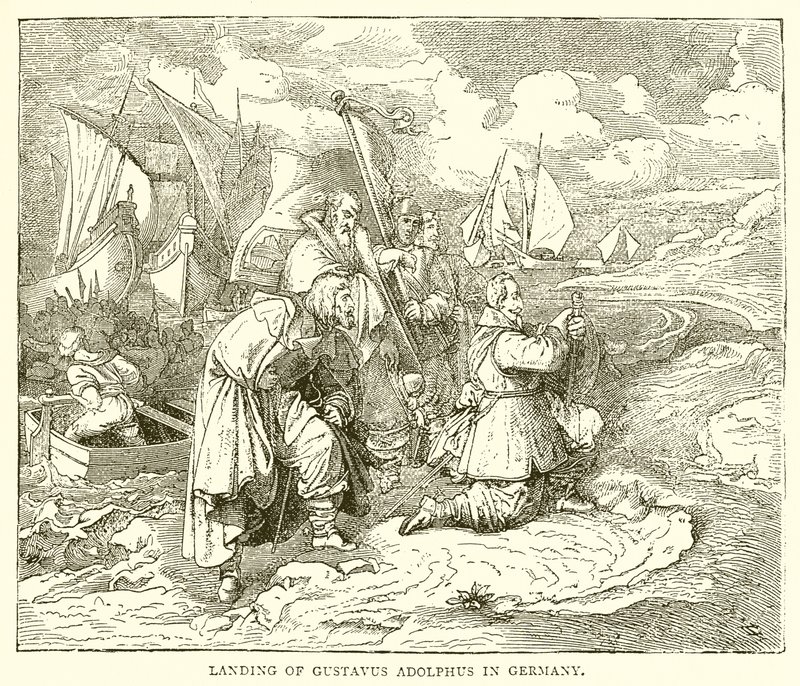 Landing of Gustavus Adolphus in Germany by English School