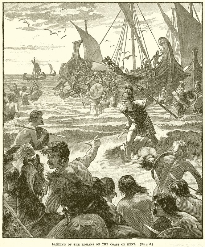 Landing of the Romans on the Coast of Kent by English School