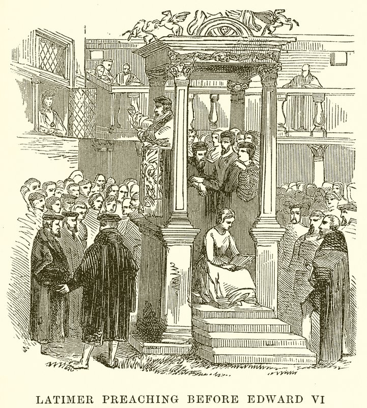 Latimer Preaching before Edward VI by English School