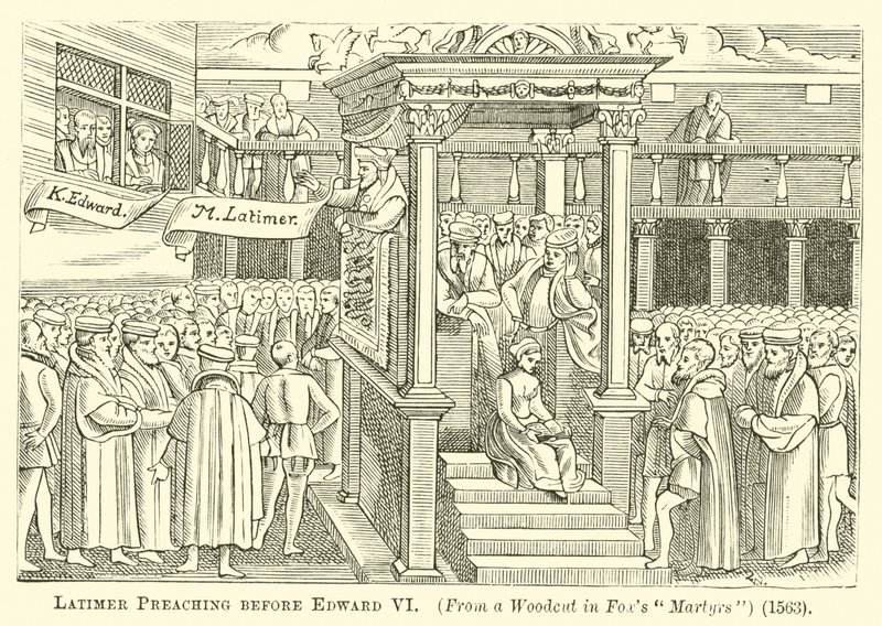 Latimer Preaching before Edward VI by English School