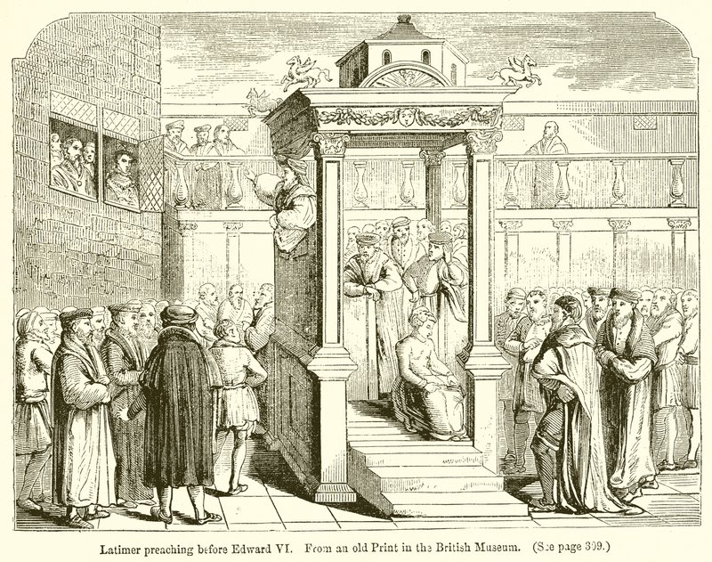Latimer Preaching Before Edward VI by English School