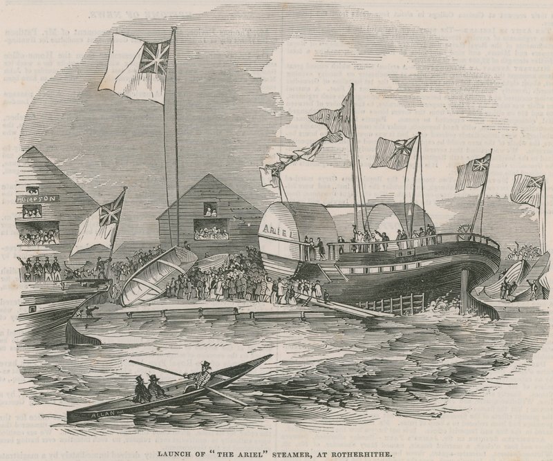 Launch of The Ariel Steamer at Rotherhithe by English School