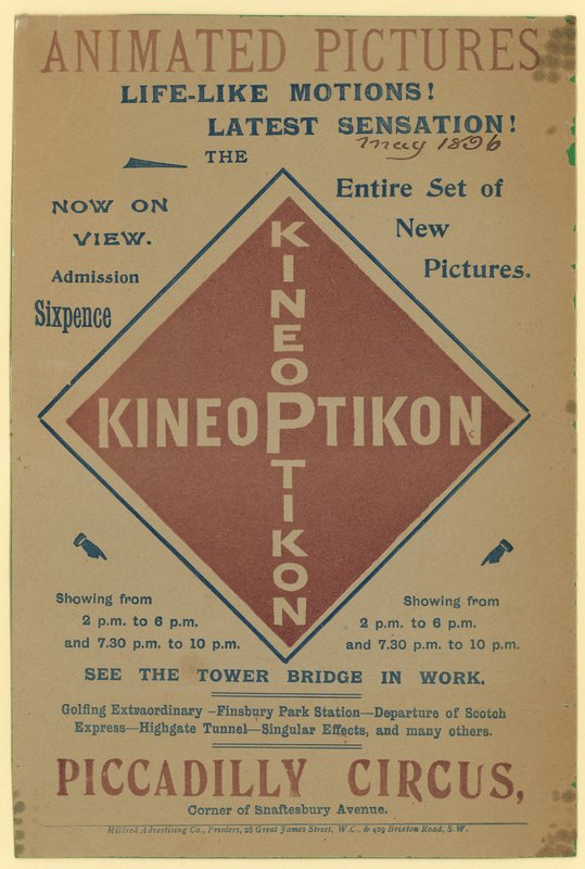 Leaflet Advertising the Kineoptikon, Piccadilly Circus by English School