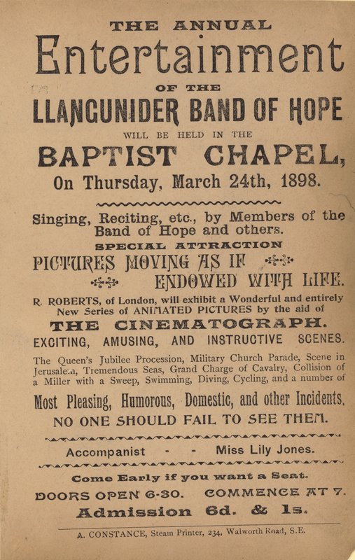 Leaflet Advertising the Annual Entertainment of the Llangunider Band of Hope by English School