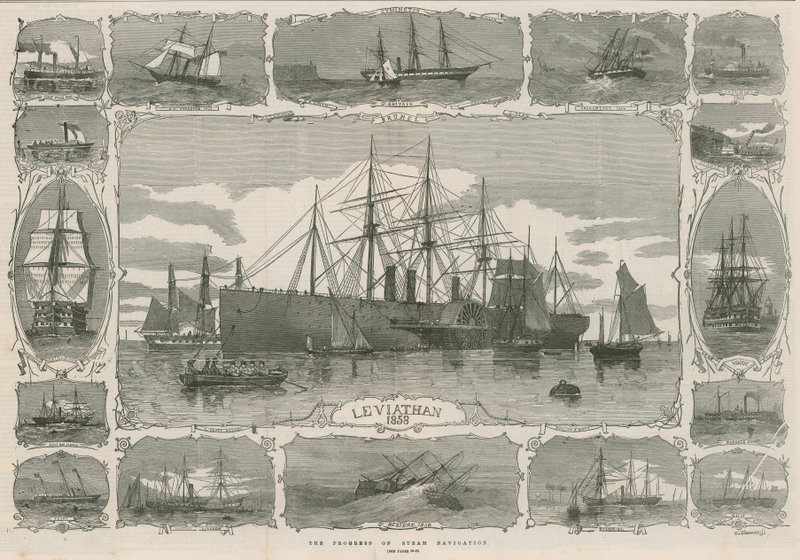 Leviathan 1858; Montage of Images Showing the Progress of Steam Navigation by English School