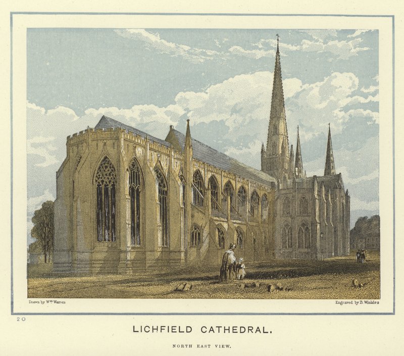Lichfield Cathedral, North East View by English School