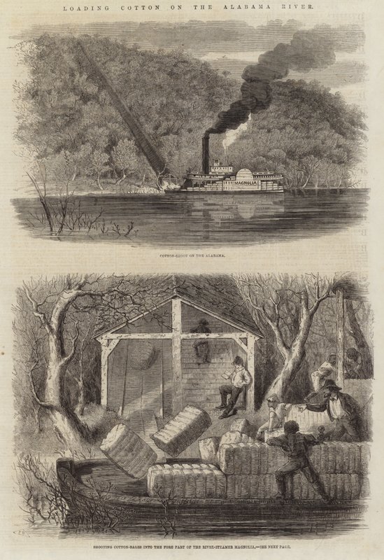 Loading Cotton on the Alabama River by English School