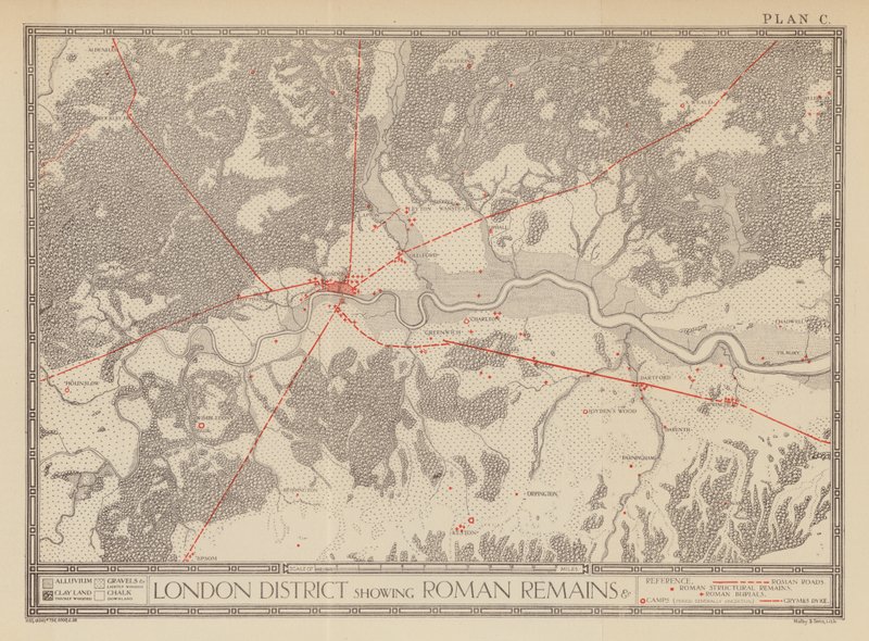 London District showing Roman Remains by English School