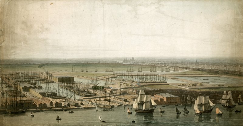 London Docks, with St Paul
