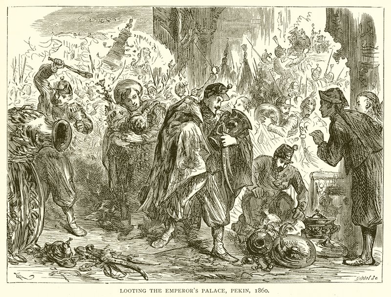 Looting the Emperors Palace, Pekin, 1860 by English School