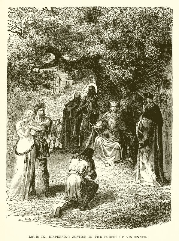Louis IX Dispensing Justice in the Forest of Vincennes by English School