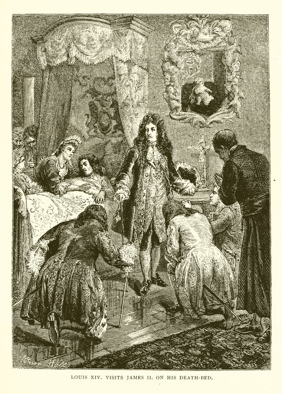 Louis XIV Visits James II on His Death-Bed by English School