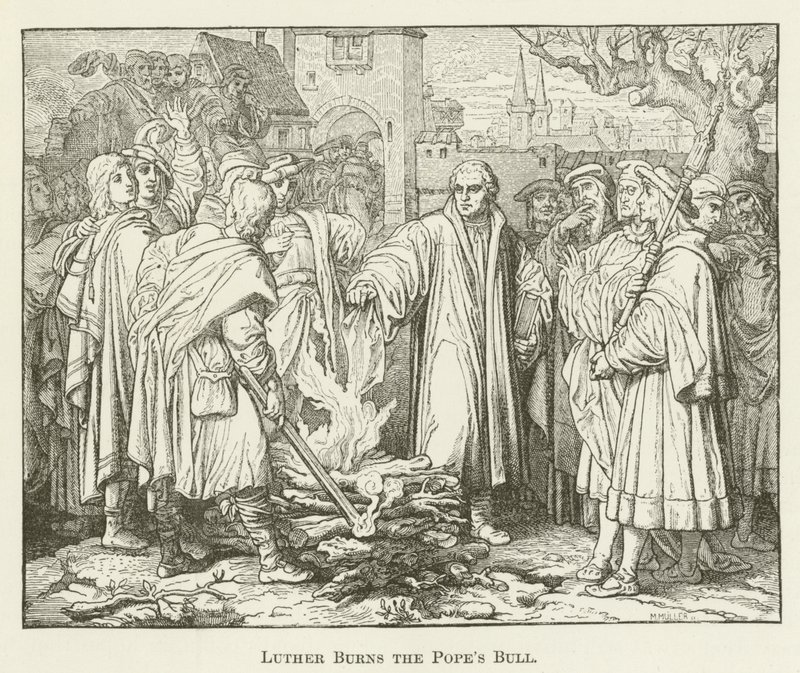 Luther Burns the Popes Bull by English School