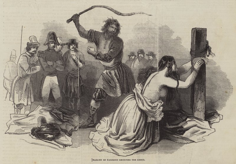 Madame de Kalerdgi receiving the Knout by English School