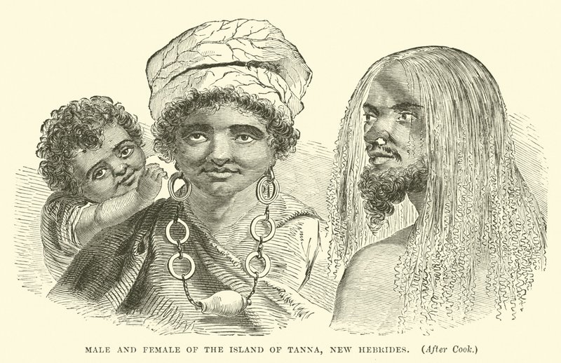 Male and Female of the Island of Tanna, New Hebrides, after Cook by English School