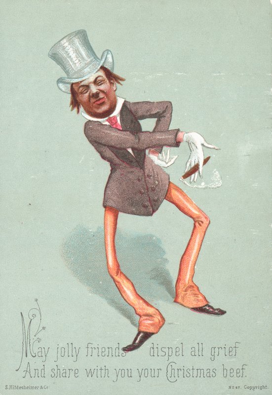 Man with Top Hat smoking Cigar by English School