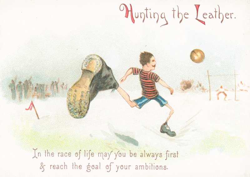 Man with Moustache About to Score a Goal in Football by English School