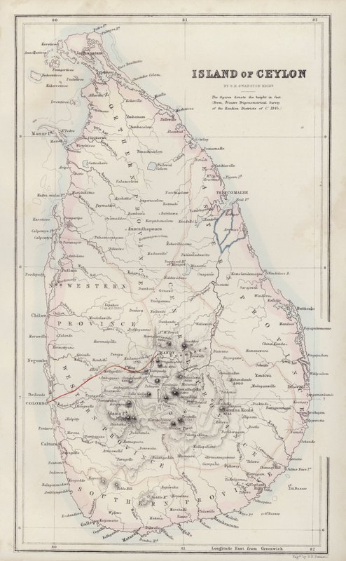 Map: Island of Ceylon, by G H Swanston, Edinburgh by English School