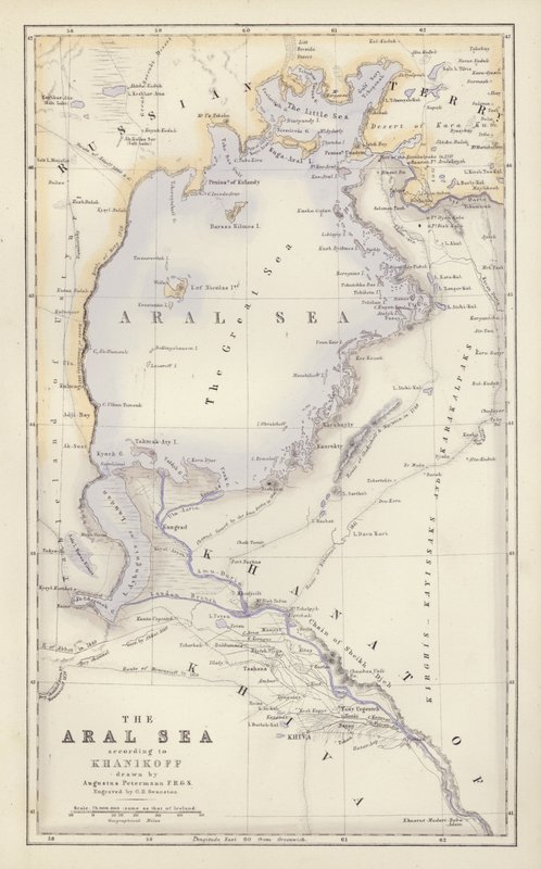 Map: The Aral Sea, According to Khanikoff, Drawn by Augustus Petermann by English School