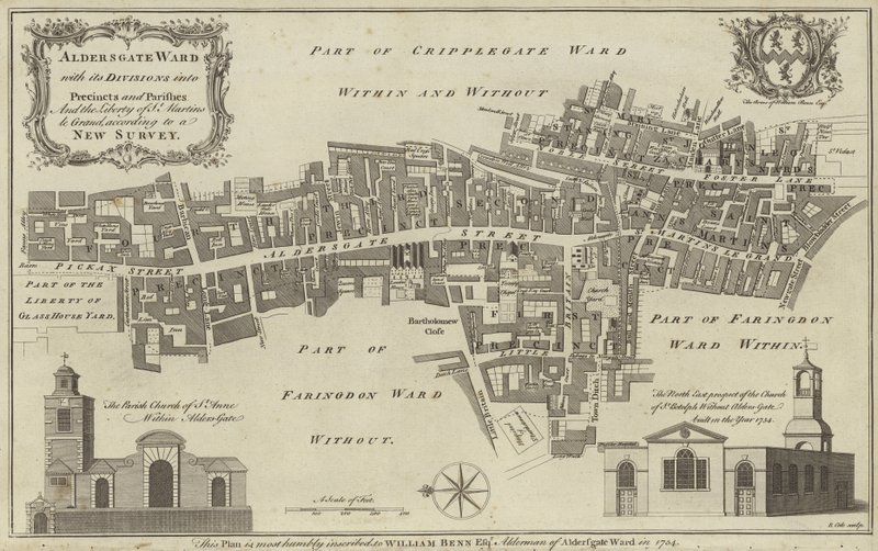 Map of Aldersgate Ward, City of London by English School