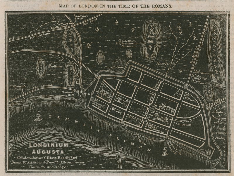 Map of London in the Time of the Romans by English School