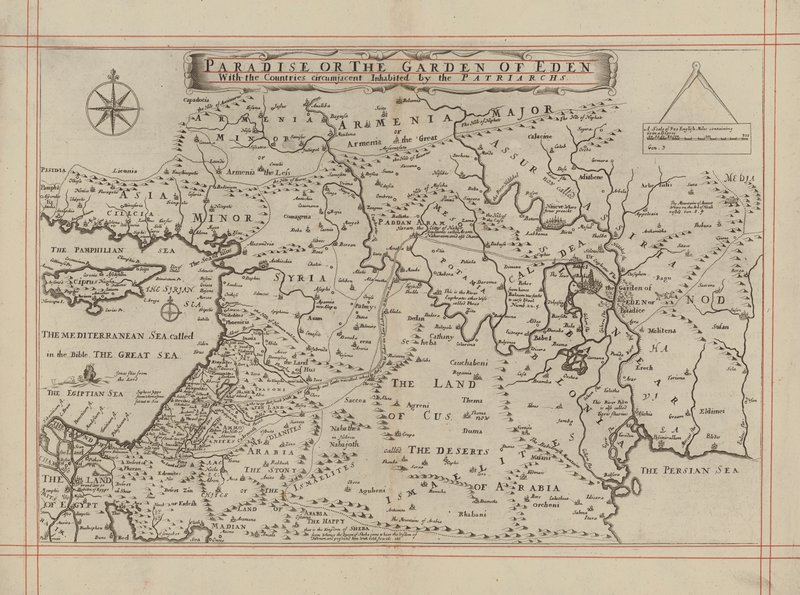 Map of Paradise or the Garden of Eden and the countries inhabited by the Patriarchs by English School