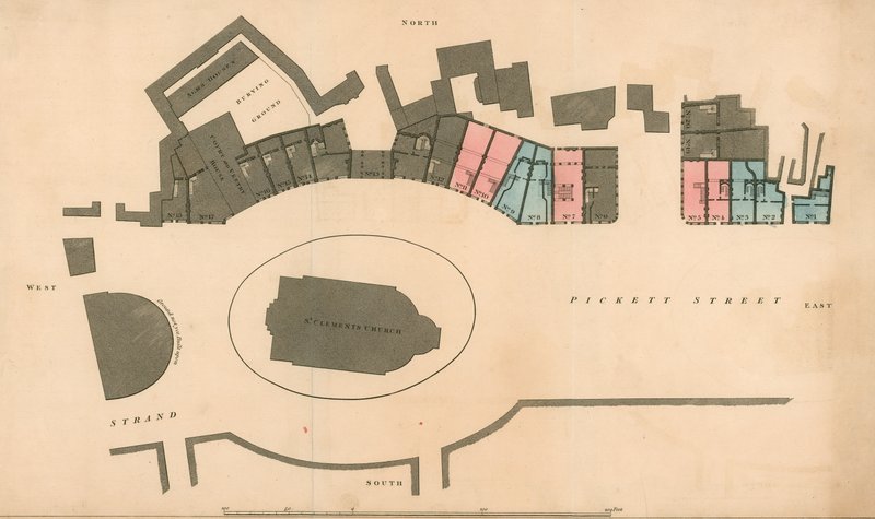 Map of Pickett Street and The Strand, London by English School