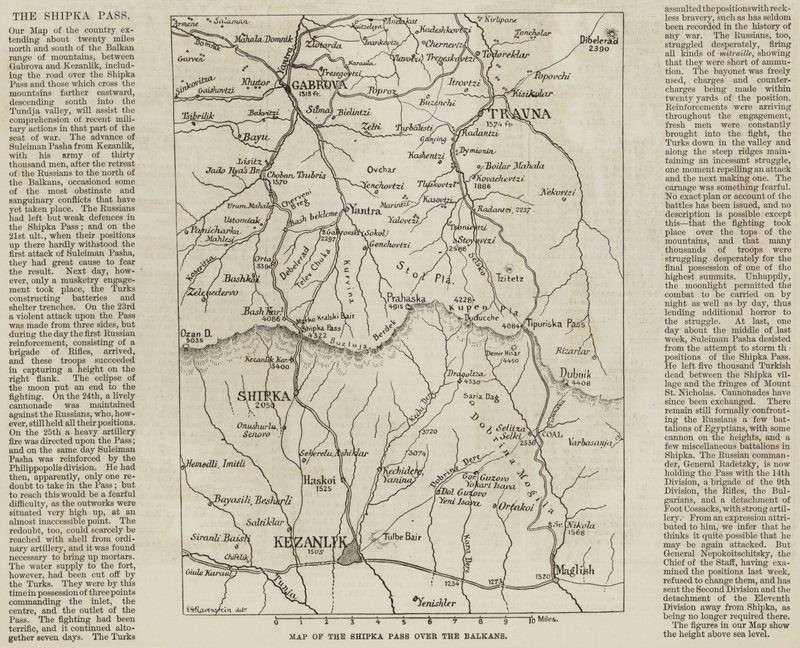 Map of the Shipka Pass over the Balkans by English School