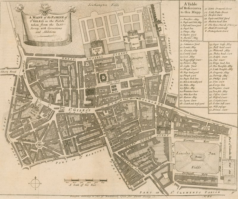 Map of the parish of St Giles in the Fields, London by English School
