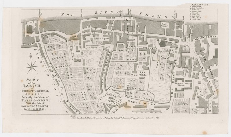 Map Showing the Manor of Paris Garden by R. Wilkinson, 1822 by English School