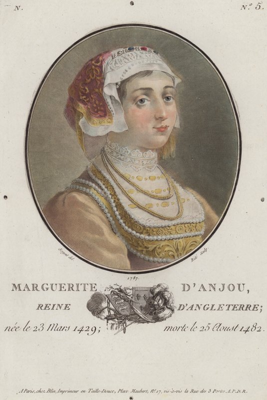 Margaret of Anjou, Queen Consort of King Henry VI of England (coloured engraving) by English School