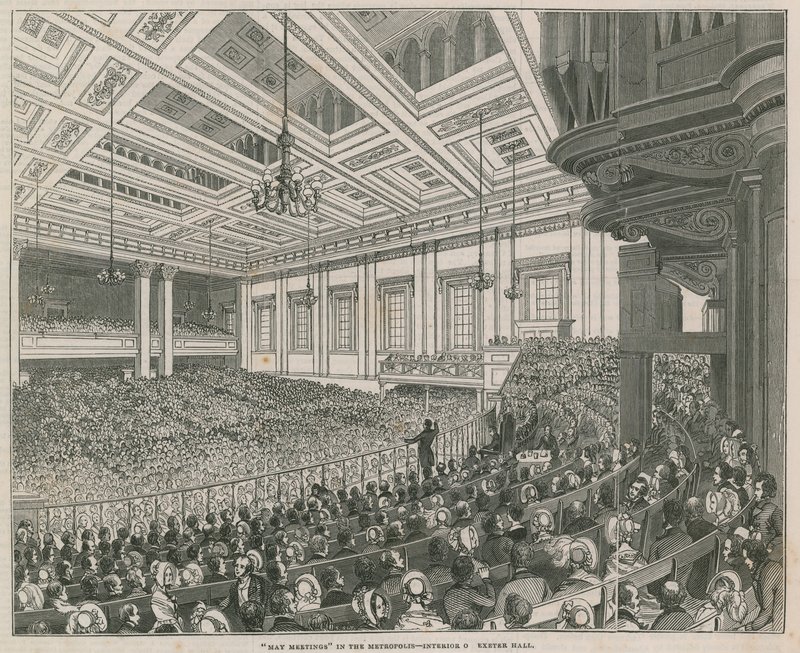 May Meetings in the Metropolis, Interior of Exeter Hall by English School